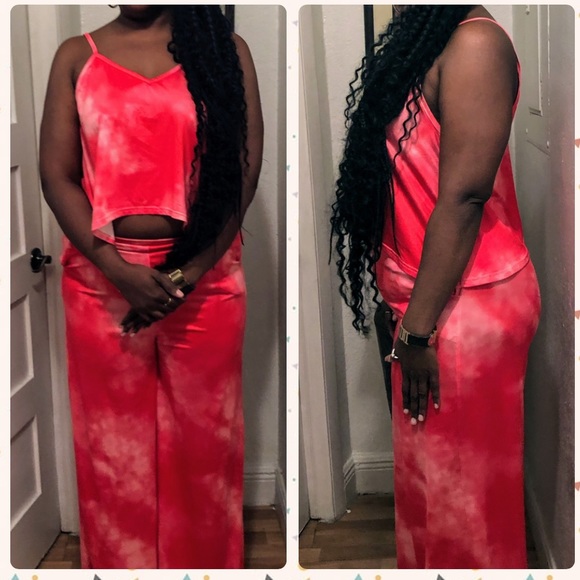 Pants - PLUS SIZE 2 pcs tie dye red & white XXL